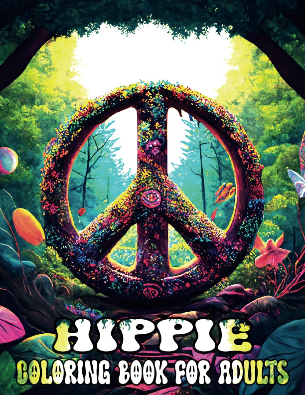 Hippie Coloring book for adults: Trippy Hippie Mindful Coloring Book For Adults Relaxation and Stress Relief, Featuring 50 Unique Pages to Color on Hippies, Love and Happiness.