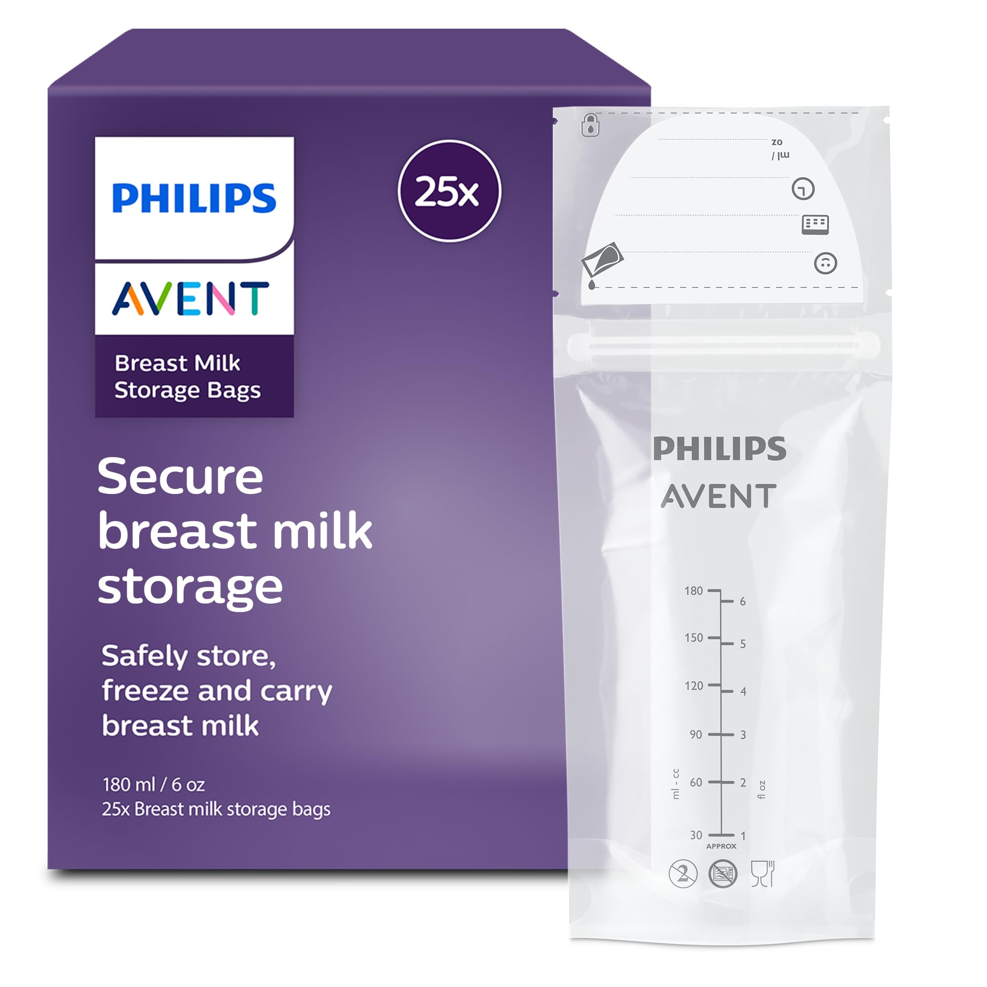 PHILIPS AVENT Breast Milk Storage Bags Sachets 25 Pcs. x 180 ml Pre-Sterilised