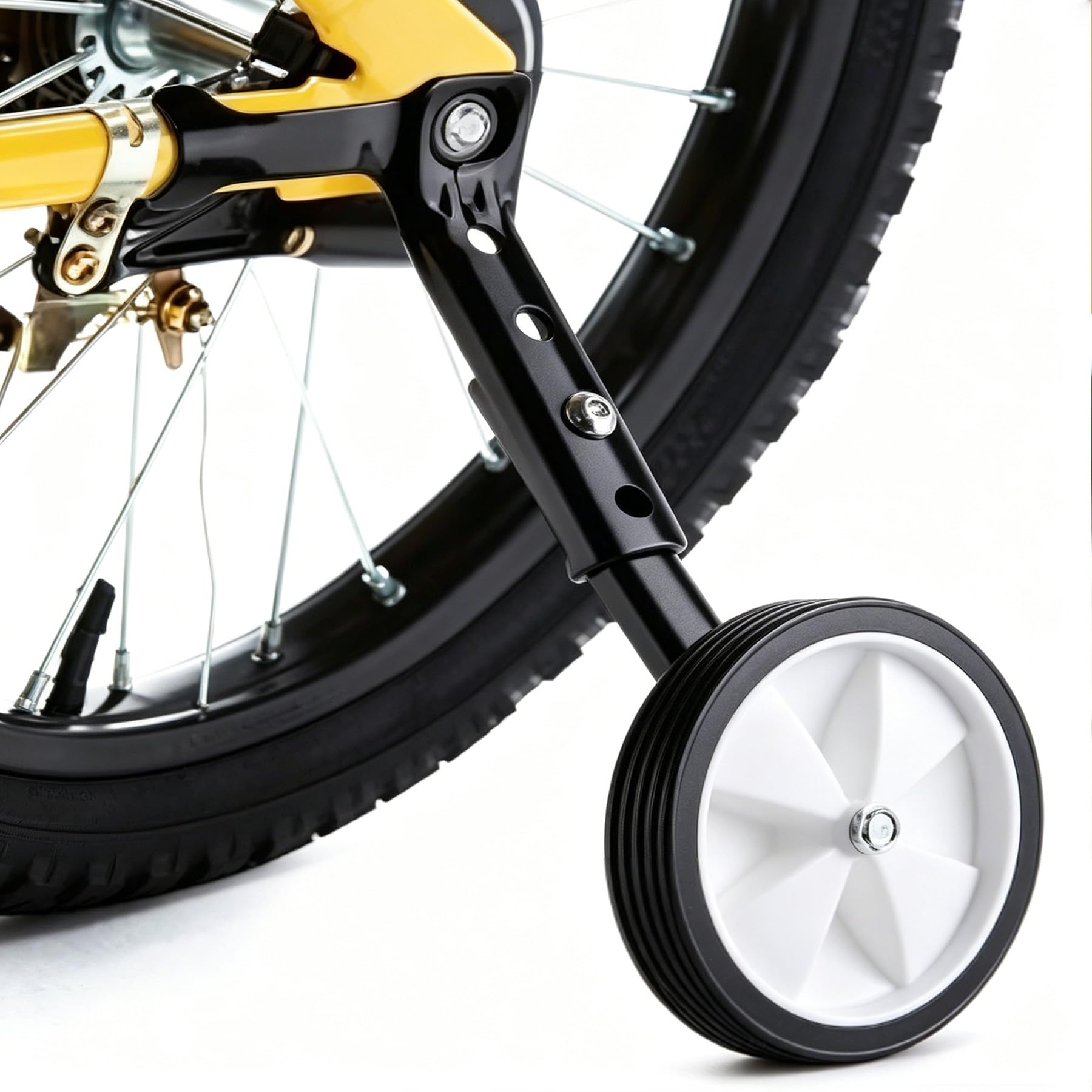 JIUAI Bike Stabilisers for Childs, Universal Training Wheels for 18 20 22 Inch Children's Bikes, Heavy-Duty Adjustable Support Wheels - Compatible with Multi-Speed Bicycles, Black