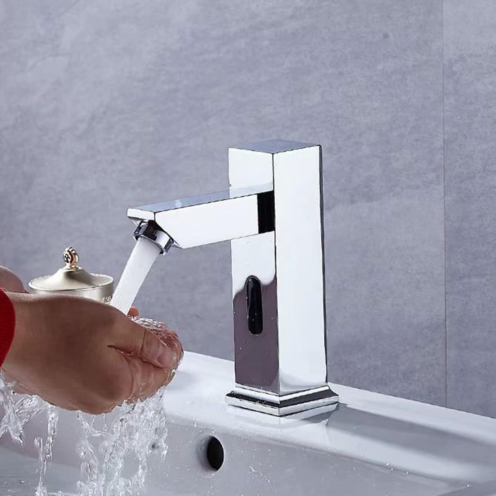 ZYCHSJXA Touchless Bathroom Faucet Basin Mixer Taps Chrome Smart Infrared Induction Sensor Wash with Hot and Cold,Low