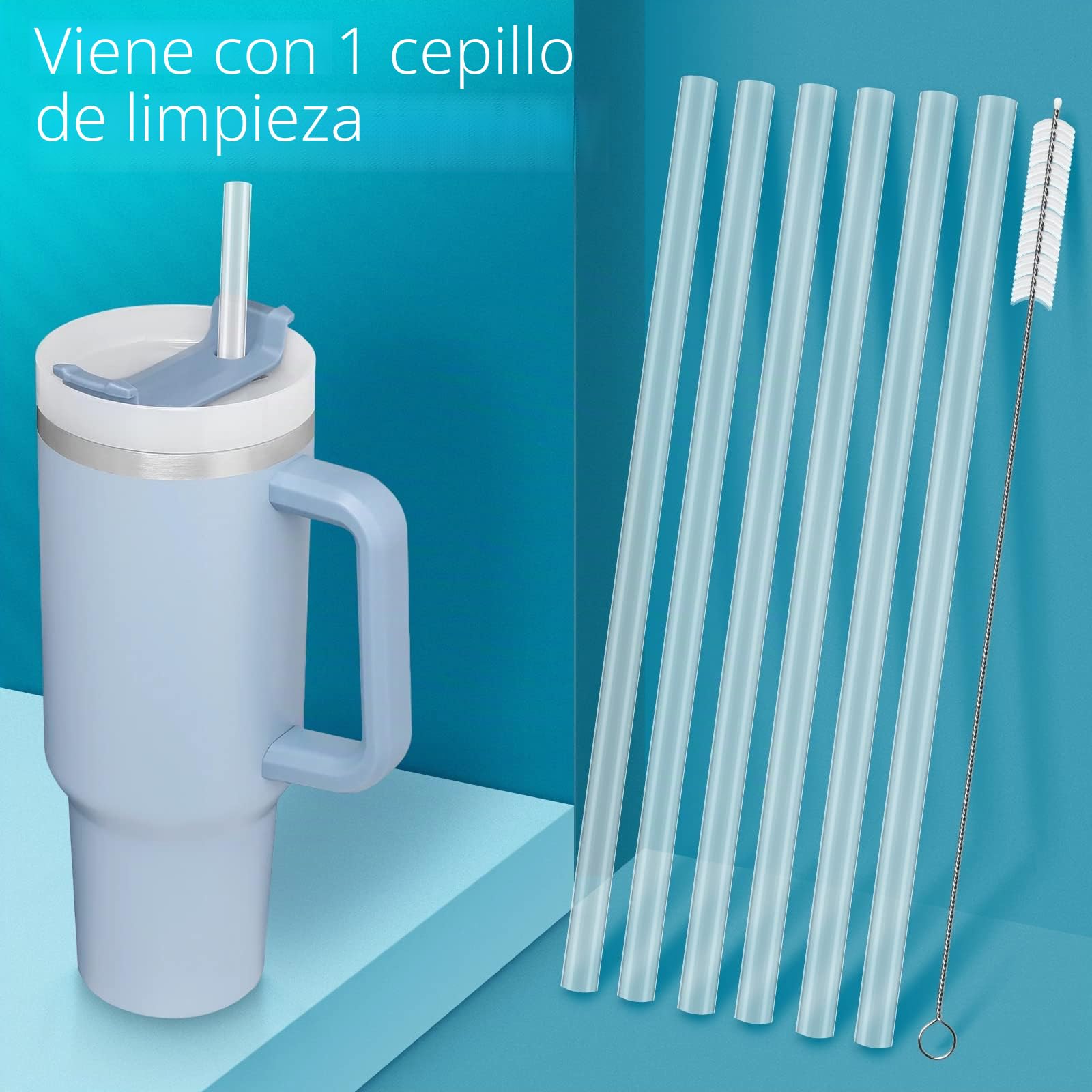 6 Pajitas Reutilizables de Plástico para Stanley 20/30/40 oz Tumbler, Inodoro, Fácil de Limpiar, Material Grado Alimenticio