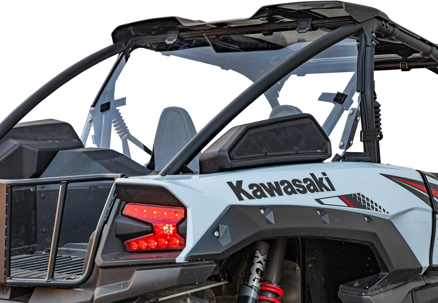 SuperATV 1/4" Lightly Tinted Polycarbonate Full Rear Windshield for 2020+ Kawasaki Teryx KRX 1000 | 250X Stronger Than Glass | Eliminates Suction | Pre-Assembled for Easy Installation | USA Made