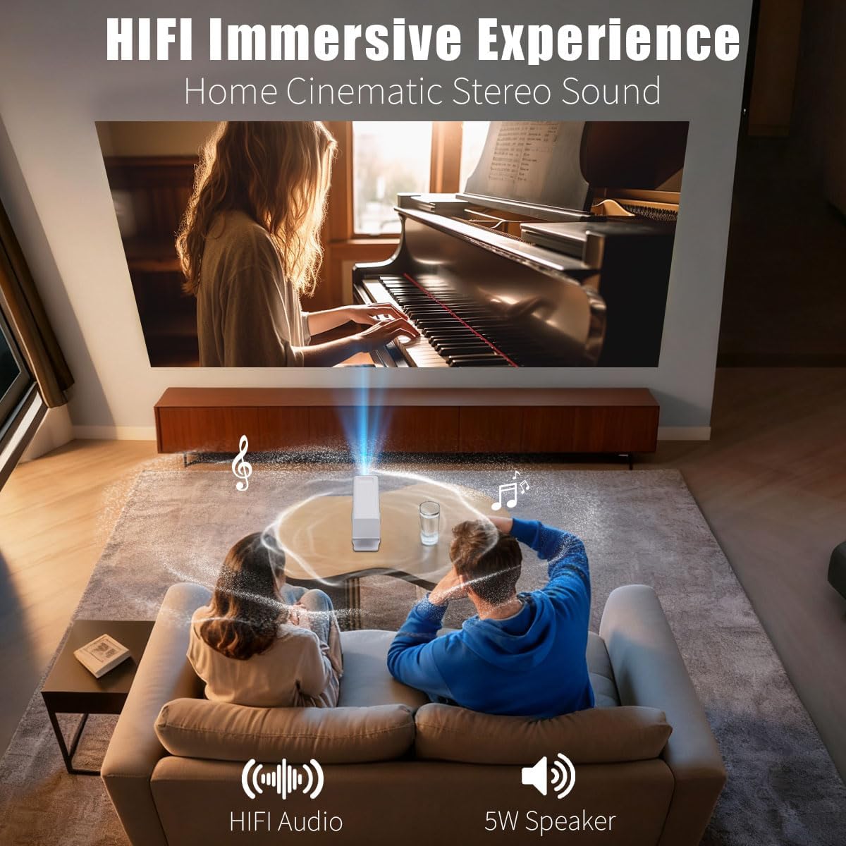 Mini-Projektor mit WLAN und Bluetooth (weiß)