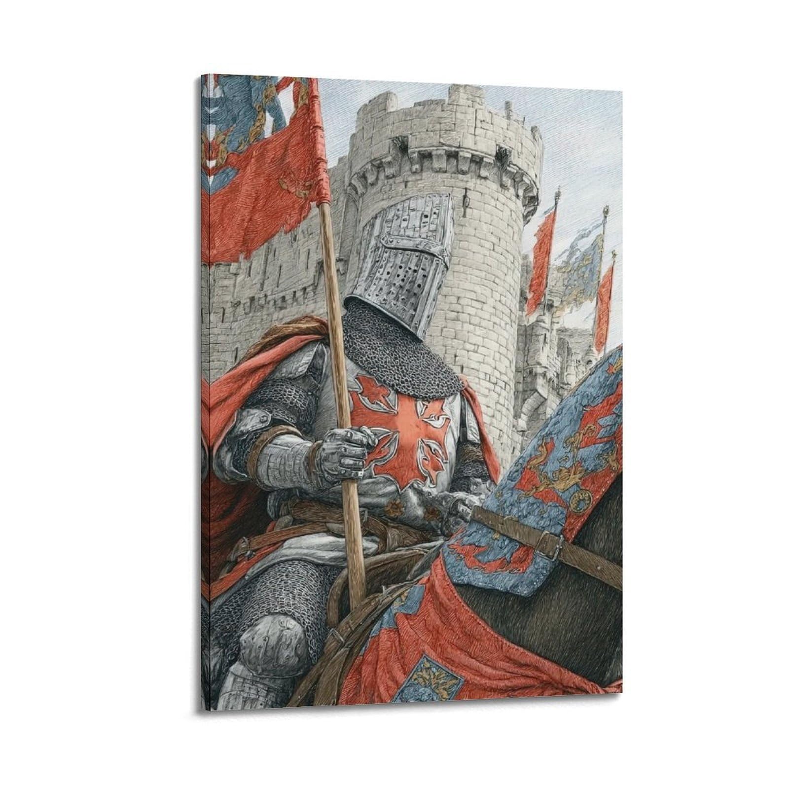 XKUGA Chivalry Gothic Poster Templar Knight Crusader Sacred Modern Decorative Canvas Prints - Ideal Wall Art for Family, Man Cave, Game Room, Boys & Girls Bedroom 20x30inch(50x75cm)
