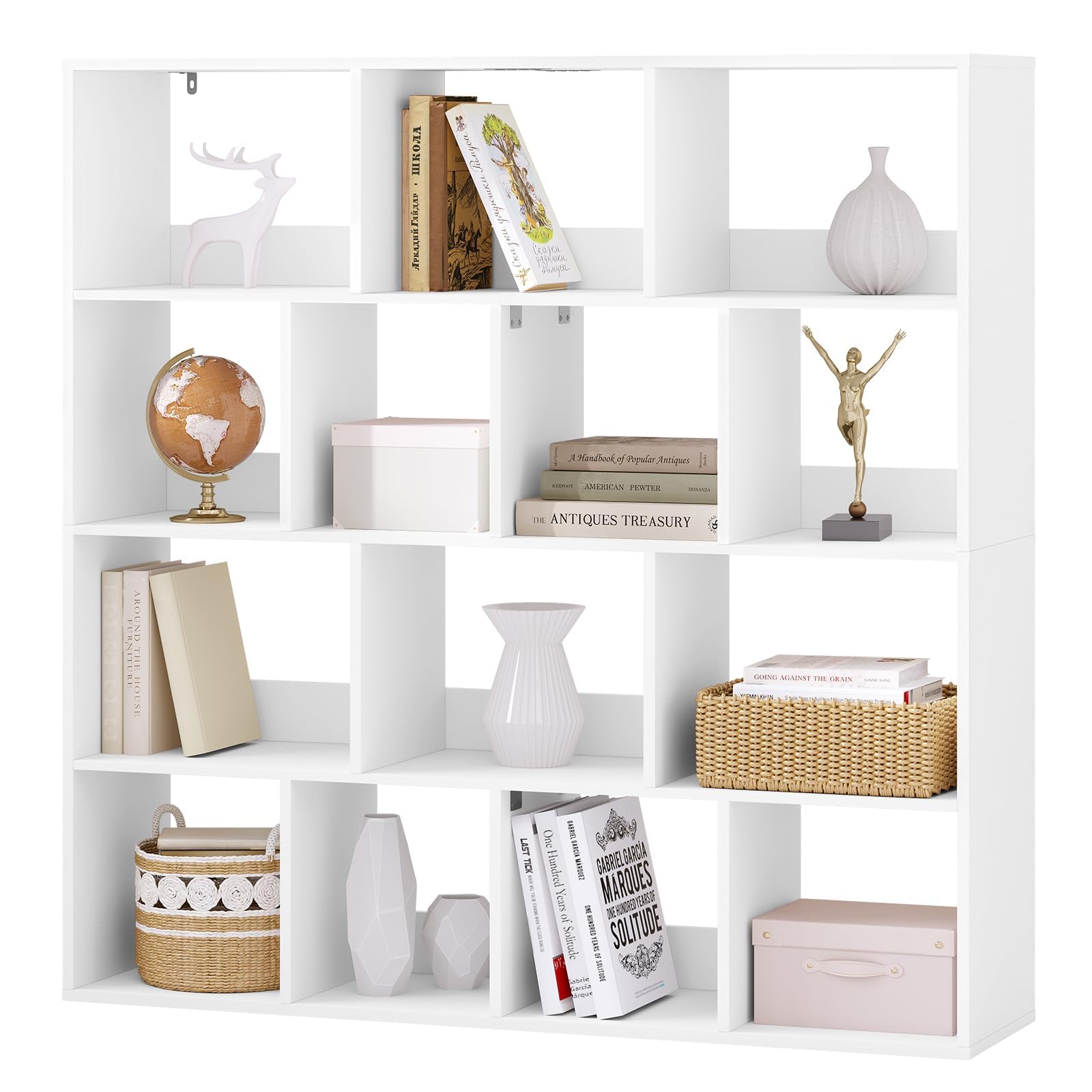 eSituro Estantería para Libros, Librería de Cubo de 14 Compartimentos | Estantería de Almacenamiento, Biblioteca Estantería para Dormitorio, Oficina y Salón, 120x30x120 cm, Blanco