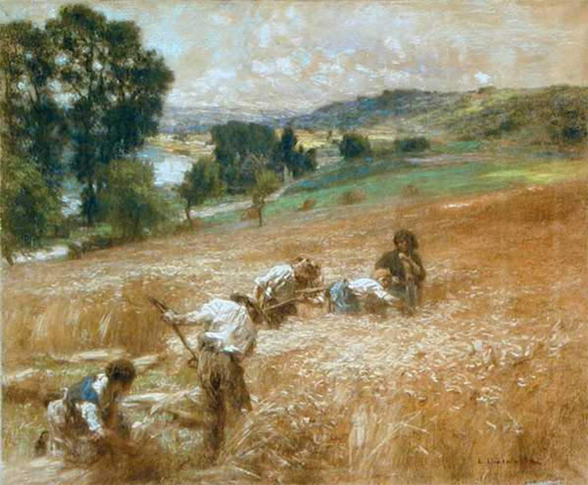 ARTXLXXBN Famous Prints Artwork Pictures Poster Painting Art Churchbells At Primelle by Leon Augustin Lhermitte Artwork Landscape Pictures for Home Decor 60x90cm