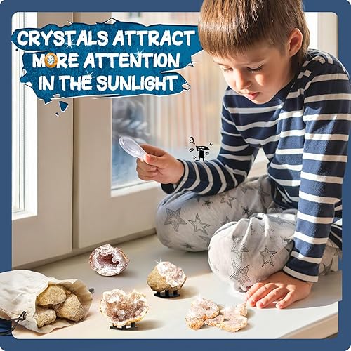 Miniatura 5 de Geodas con cristales Break Open Kit de 10 geodas premium  Kit de ciencia de cristales de geología  Juguetes educativos de cristal STEM regalos para