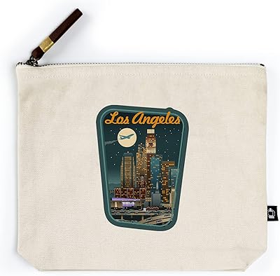Lantern Press Los Angeles, California, Retro Skyline, Contour (100% Cotton Canvas Travel Accessory Go Bag)