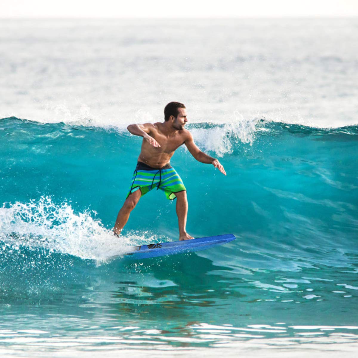 GYMAX Bodyboard da Surf 41'', 105 x 51 x 6 cm, con Guinzaglio da Polso, per Ragazzi e Adulti