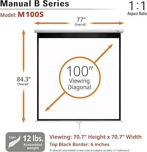 Miniatura 9 de Elite Screens Manual Series, 100 pulgadas 4:3, pantalla de proyección manual con bloqueo automático,