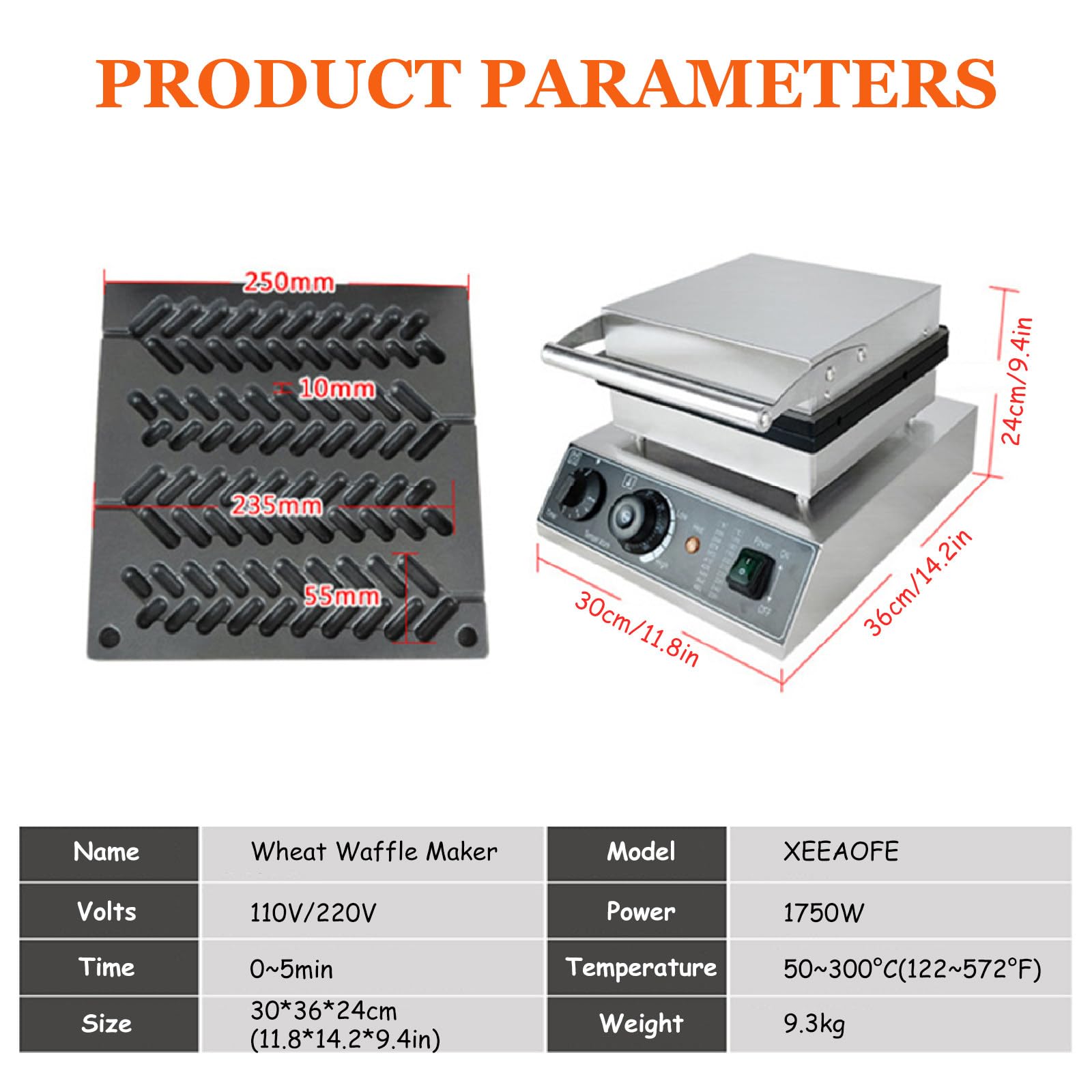 MáQuina Para Hacer Gofres Belgas En Forma De Palito, MáQuina Para Hacer Gofres Comerciales Con Forma De 4 Espigas Y Mango De Tacto FríO, Revestimiento Antiadherente Para PanaderíAs,220V
