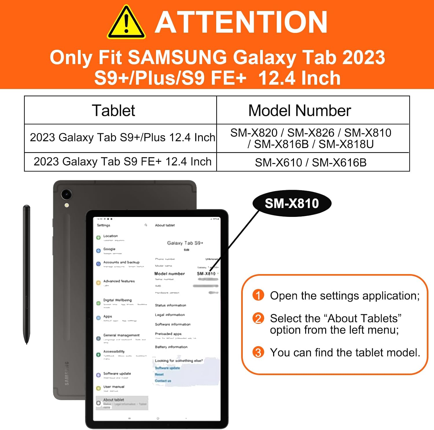 Leather Case for Samsung Galaxy Tab S10 Plus/S9 Plus/S9 FE+ 12.4 Inch with Pencil Holder, Shockproof Protective Adjustable Kickstand Smart Premium Folio Flip Tablet Cover, Gray Brown