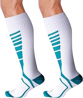1 par de Calcetines de Compresión para Hombres y Mujeres, Medias de Compresión Graduada Hasta la Rodilla para Viajes en Avión, para Correr, Ciclismo y Esquí
