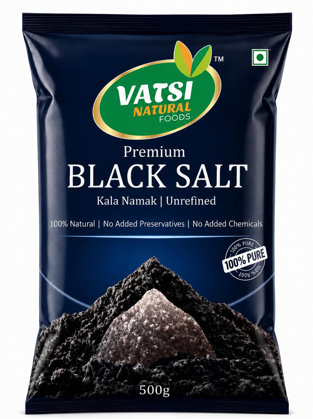 VATSI Natural Foods Premium Black Salt (Kala Namak) | Unrefined Natural Black Salt | 100% Pure | No Added Preservatives | No Added Chemicals | Cooking, Chaat, Fruits & Digestive Use 500g-picture-23
