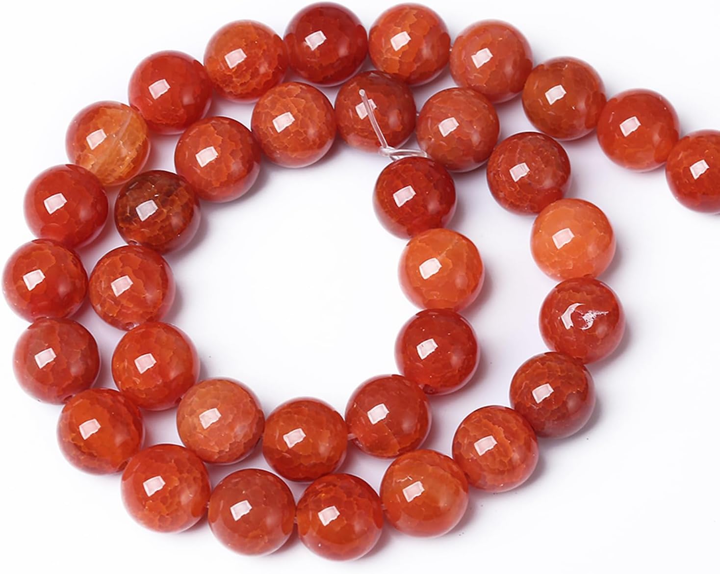 12mm 32pcs Natural Red Dragon Vein Agate Stone Beads for Jewelry Making Energy Healing Round Beads DIY Bracelet Necklace Accessories 15" (12mm, Red Dragon Vein Agate) image 5
