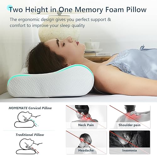 Miniatura 2 de Almohada cervical ortopédica para dormir, almohada ergonómica para aliviar el dolor de cuello y hombros, almohada cervical ortopédica para dormir,