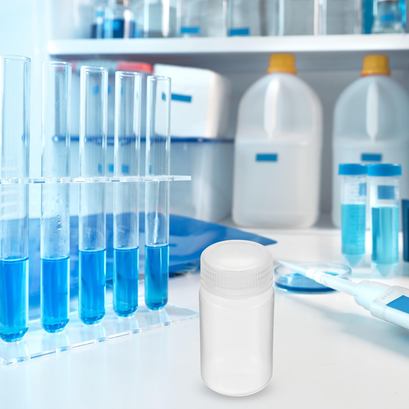 PATIKIL 12 Piezas 125ml Botellas de Reactivo, Botellas Redondas de Boca Ancha de PP con Tapa de Rosca para Almacenamiento de Muestras de Agua de Laboratorio, Transparente