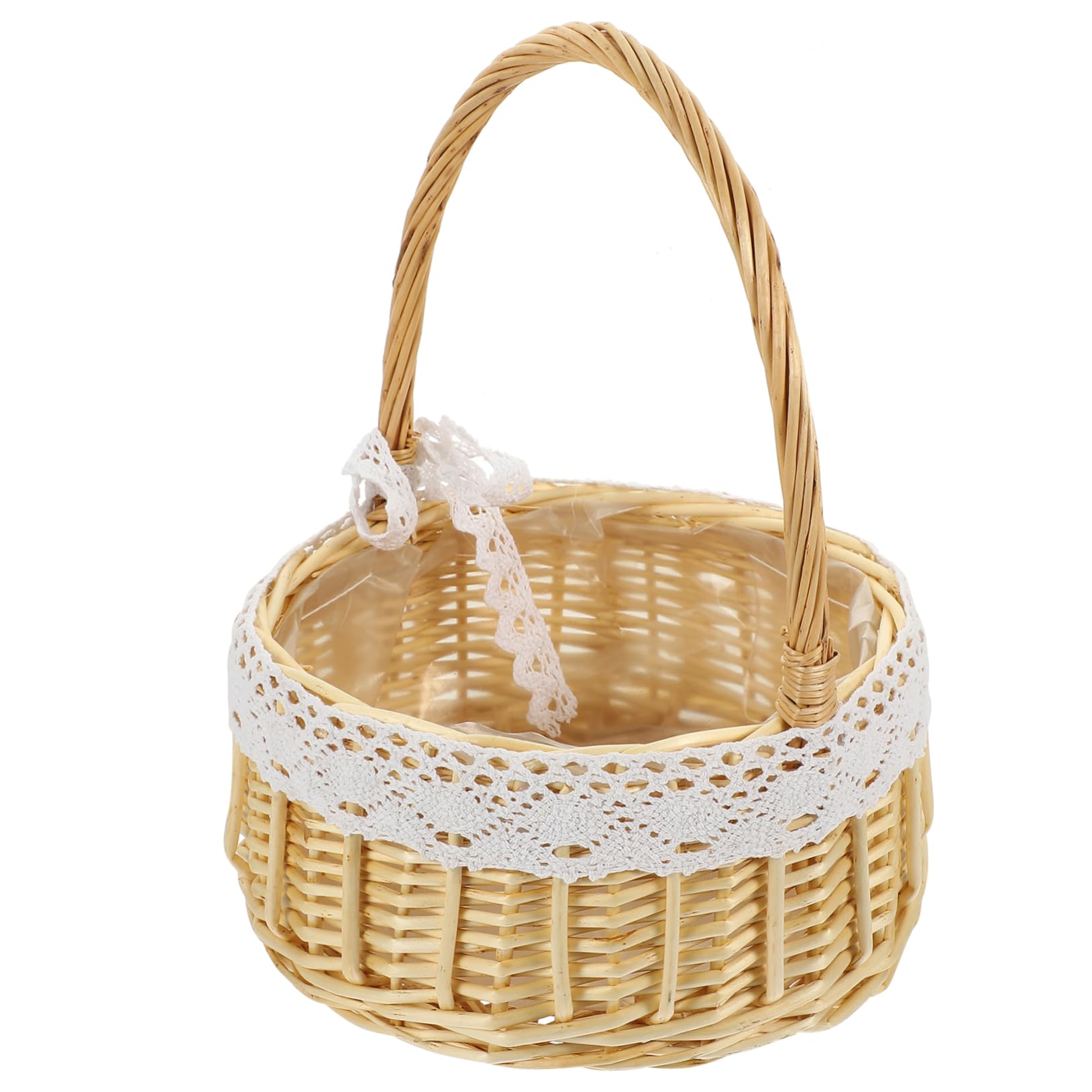COLLBATH 1pc Portable Basket Lace Design Basket Mini Decorative Basket Wedding Baskets Oval Basket Portable Storage Bins Woven Storage Baskets Trendy Decor Girl Basket Wooden