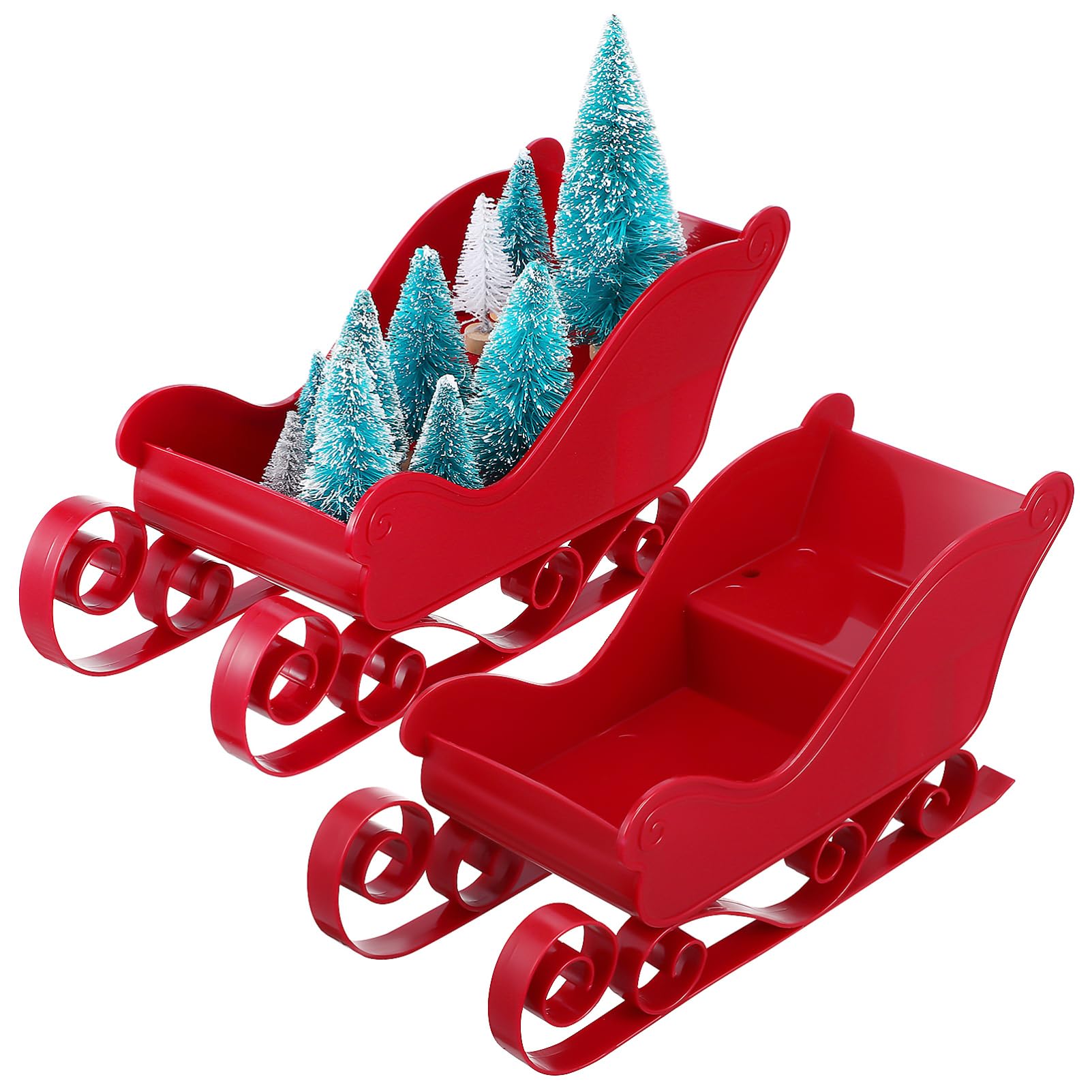 PartyKindom 3 Sätze Weihnachtsschlitten Winterdeko Weihnachtskorbschlitten Weihnachtshandwerk Weihnachtstischschlitten Schlitten Für Christbaumplatte Weiden Plastik Rot 2 Stück * 3