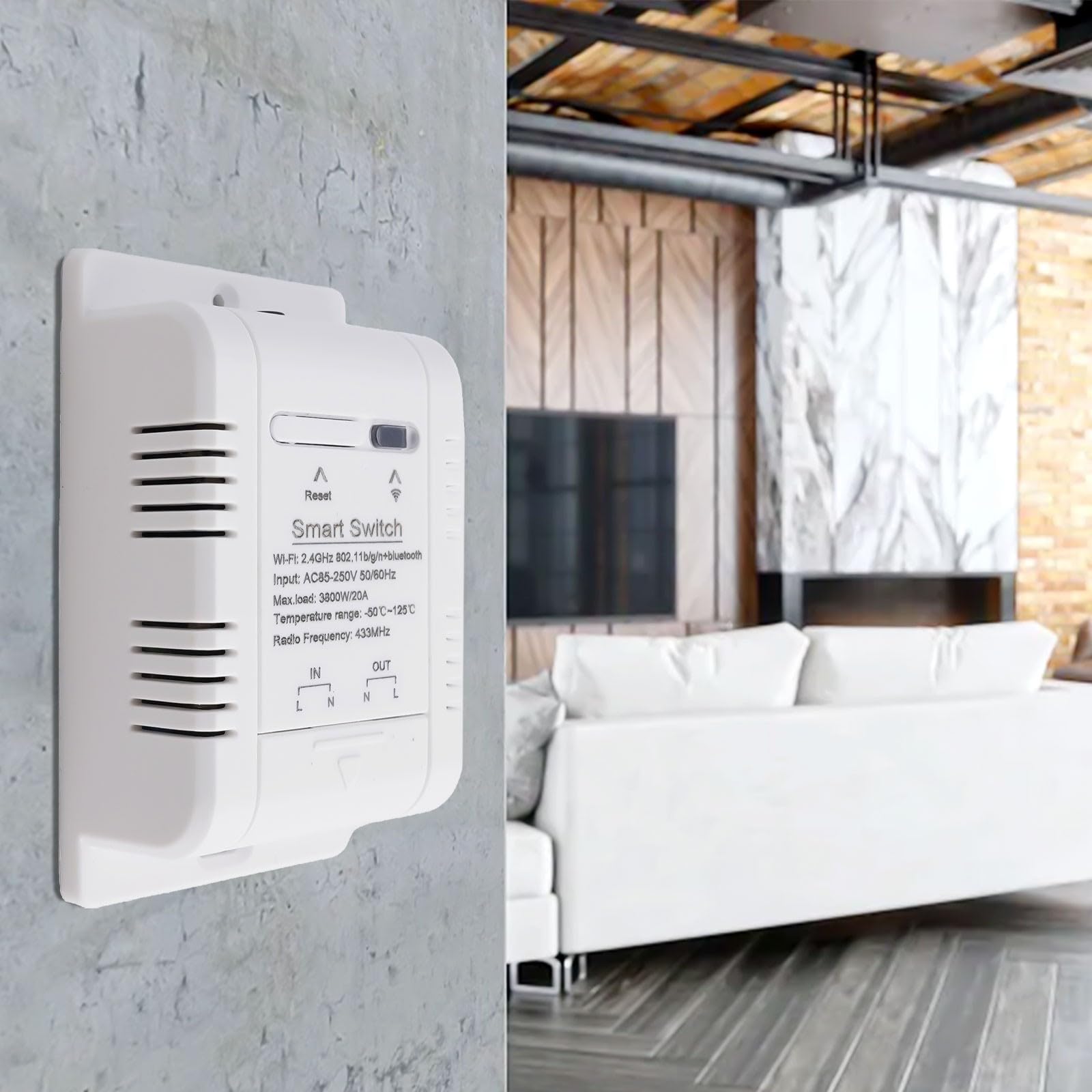 16 A 20 A für Tuya WIFI Smart Temperaturschalter Sensor, Stromverbrauch Tracking, Timer und Zeitplanfunktion (20 A mit 2 m Kabel)