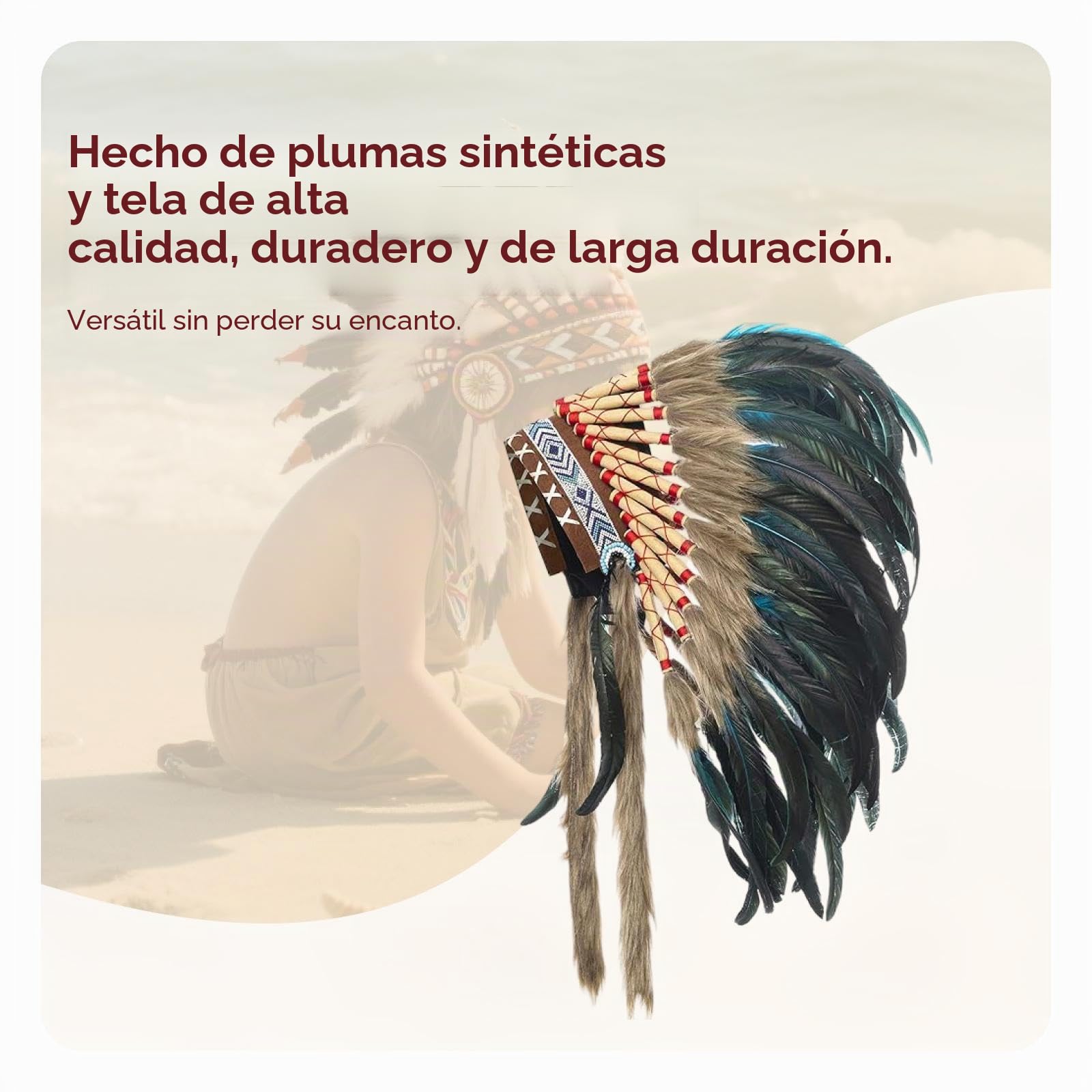 Tocado de Estilo Indio con Plumas para Accesorio de Fiesta y Carnaval