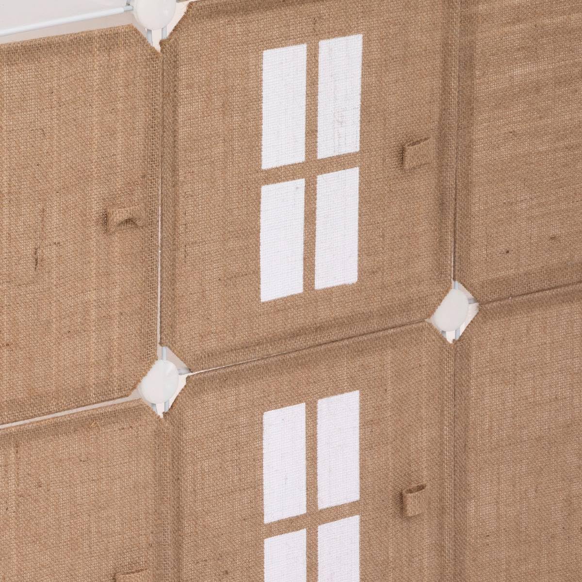 Meuble de Rangement Enfant Château 7 casiers en métal et Jute H 109 cm - Atmosphera
