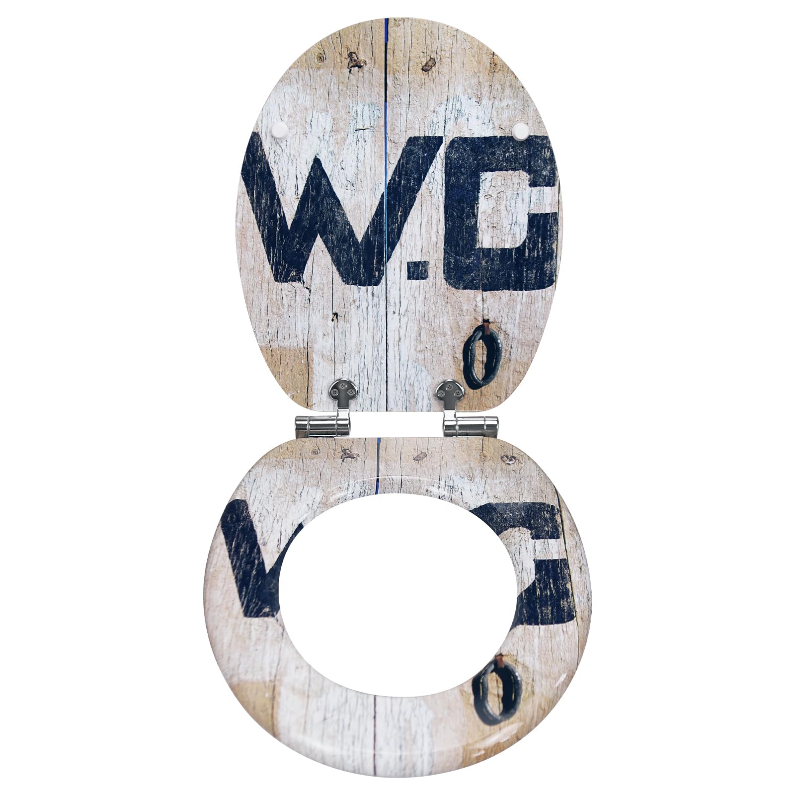 Abattant de WC avec système d'abaissement automatique - Stable et ne bouge pas - Noyau en bois MDF - Montage facile - Nombreux motifs (dj2501)
