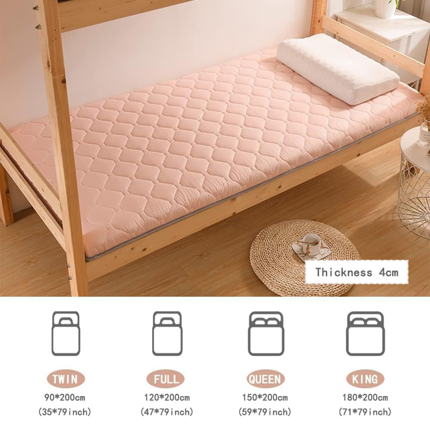 MIAOXIAO Futon Pieghevole portabile Materasso Tradizionale Giapponese futon Confortevole Futon Tatami Materasso futon Mattress,03,180X200cm