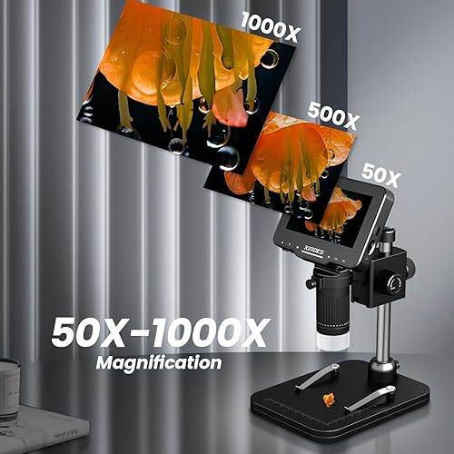 Miniatura 4 de Microscopio digital IPS de 4.3 pulgadas con pantalla, microscopio digital 1000X, microscopio de monedas HD 1080P con luz, 8 luces LED ajustables,