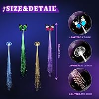 Vista 2 de URSMART - 12 clips de luz LED para el cabello, 6 piezas de luces LED y 6 accesorios de mariposa para el cabello para mujeres, horquilla LED