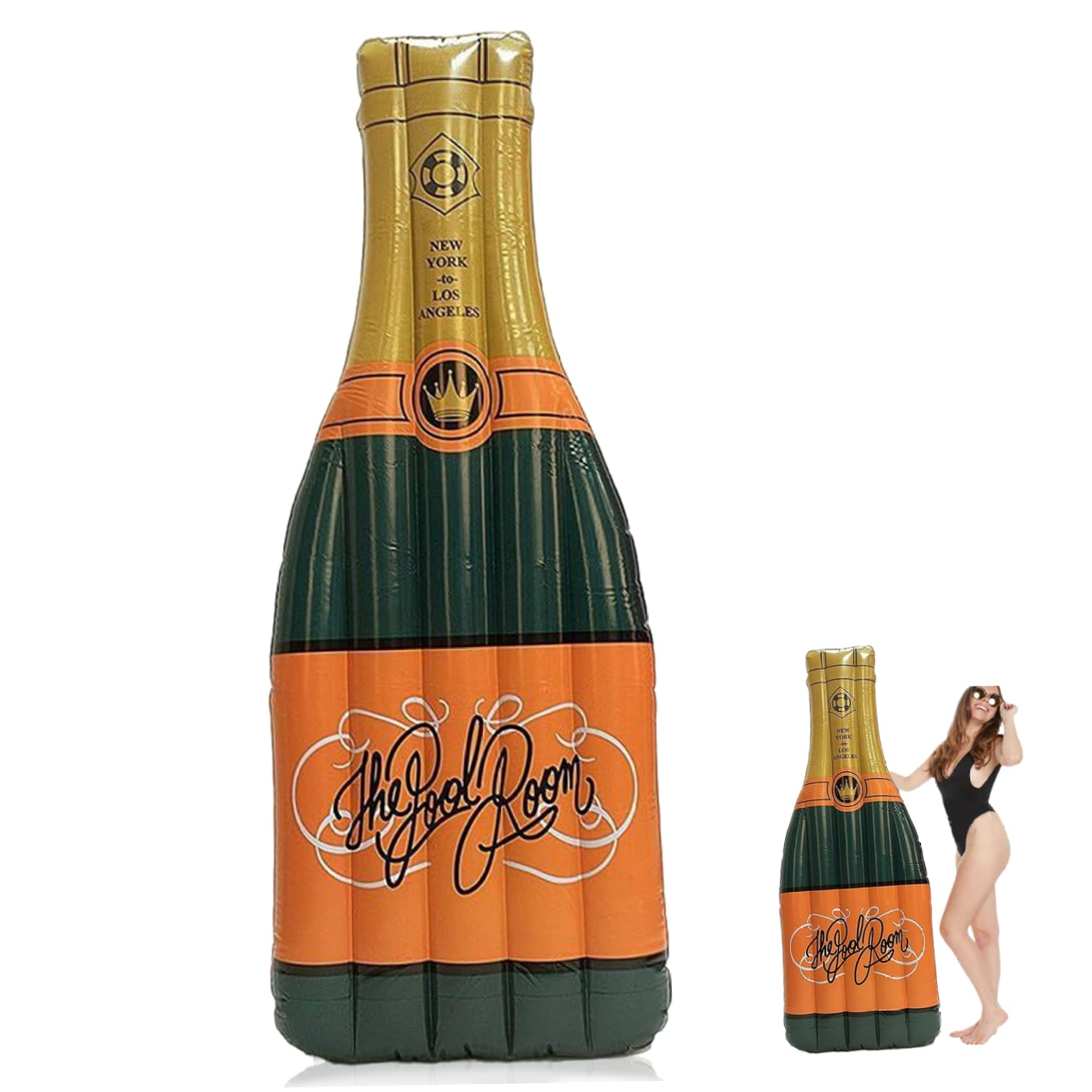 Pool Floats Inflatable Champagne Bottle-shaped Pool Lounger 75x31.5x8" PVC Floaties for Adults High Buoyancy Summer Lounger Float Floats