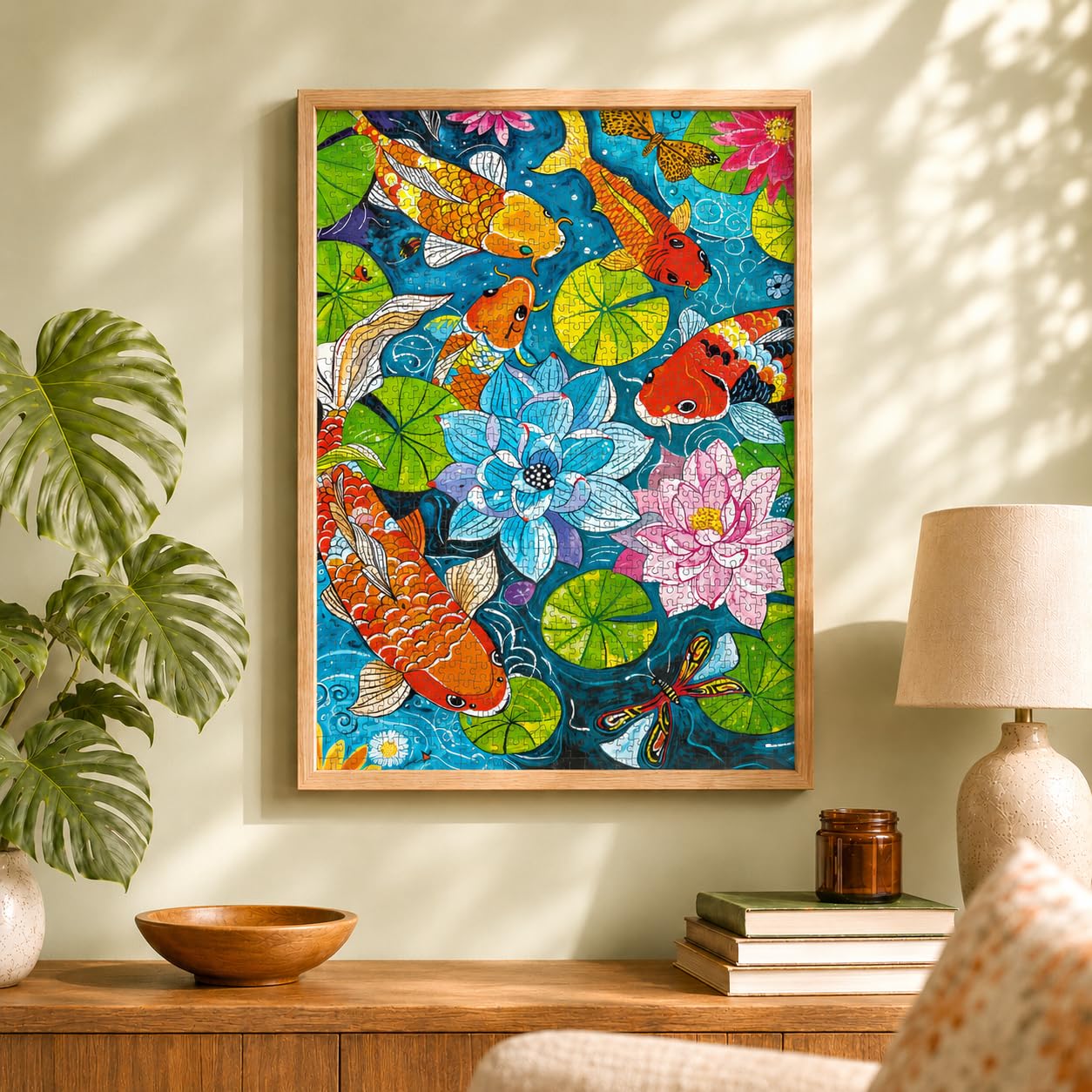 Dragonfly Dreams: Koi & Lilie Adventure by Cross & Glory – 1000 elementów puzzli premium, unikalna układanka o tematyce natury, żywa sztuka ekologiczna, idealna dla entuzjastów puzzli