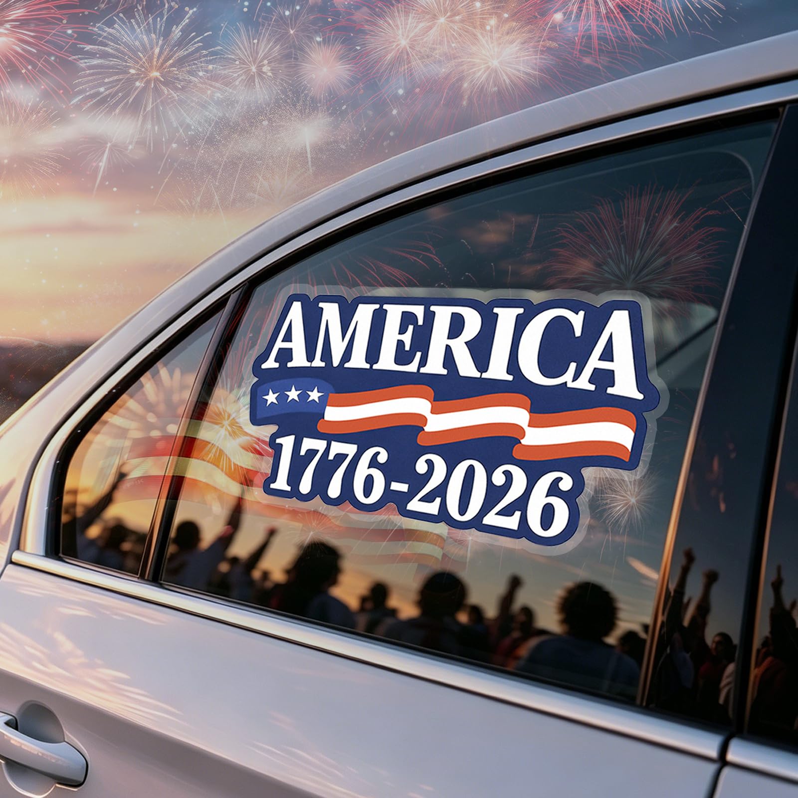Confezione da 2 adesivi per il 250° anniversario dell'indipendenza – 1776-2026 adesivi in vinile con bandiera USA patriottica, adesivi impermeabili per esterni, per finestrini auto, camion e laptop