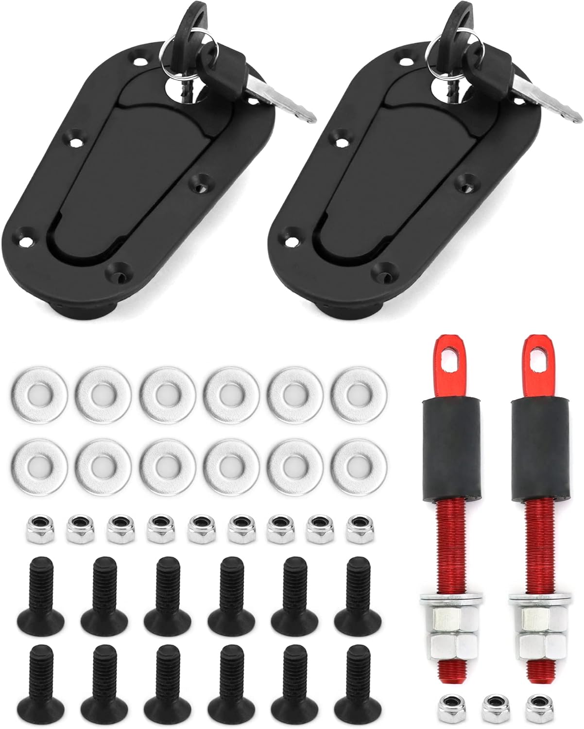 Buy QWORK Flush Hood Latch and Pin Kit, Universal Racing Car Hood Pin