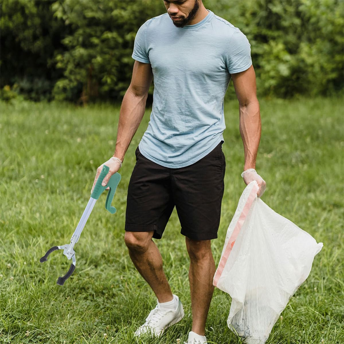 2 Stück pack Müllgreifzange 40cm Leichter Greifarm aus Kunststoff mit Ergonomischem Griff Greifhilfe für Senioren zum Müllsammeln und Haushalt