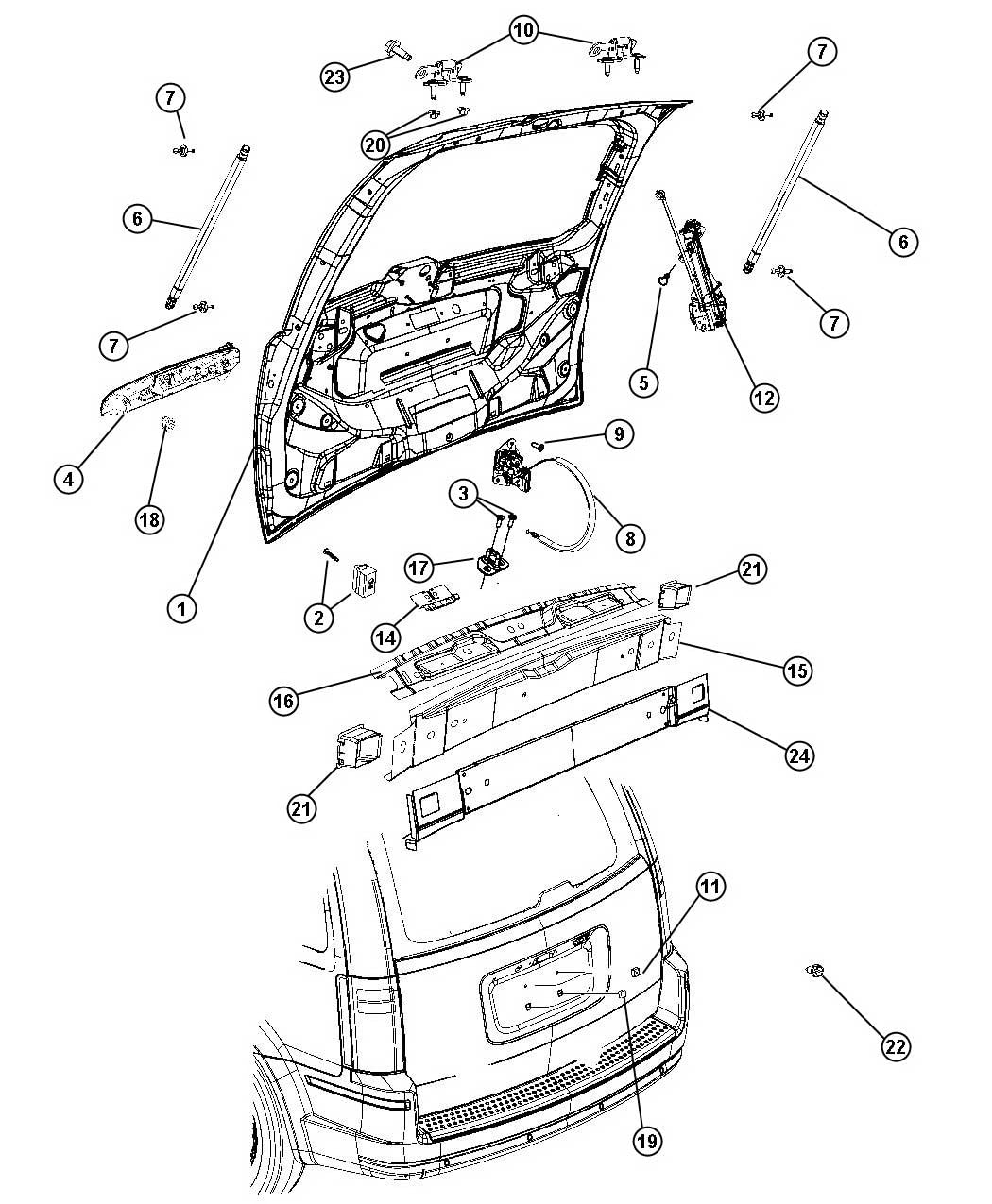 2 soportes de elevación trasera de 26,3 pulgadas compatibles con 08-16 Town, Country Grand, Caravan, 12-15 RAM CV Cargo Van Liftgate portón trasero escotilla de maletero sin portón eléctrico