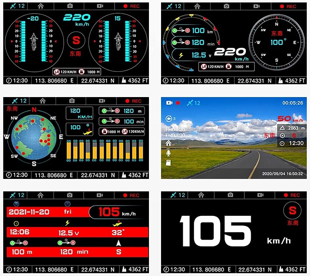 Kamera samochodowa motocyklowa z 4-calowym ekranem LCD, wodoodporność IP67, dwukanałowa kamera motocyklowa 1080P z przodu i z tyłu, kąt 120 stopni, interfejs w 6 stylach (rozmiar: kamera samochodowa +