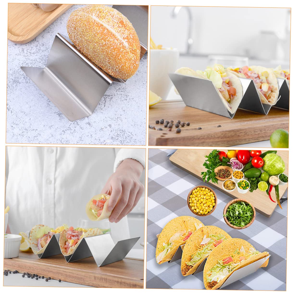 Garneck Home Taco Holder Set 2pcs Stainless Steel Taco Stands for Easy Filling Serving