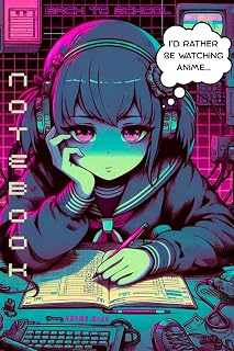 Notebook I'd Rather Be Watching Anime: Back To School College Ruled Composition Book for Kids Tweens Teens Otakus who Love Anime & Manga Writing Notes Journaling School Supplies for Girls and Boys