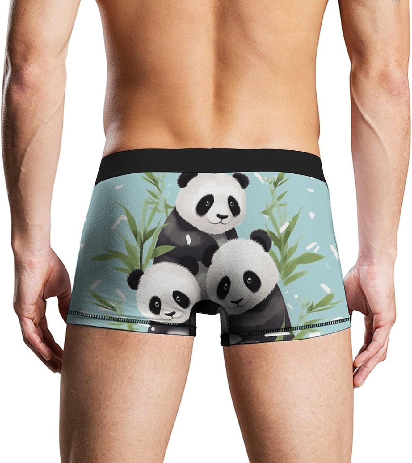 Pandas Mens Boxer Briefs Short Breathable Underwear Trunks Soft Moisture-Wicking Boxer Shorts Novelty Underpants