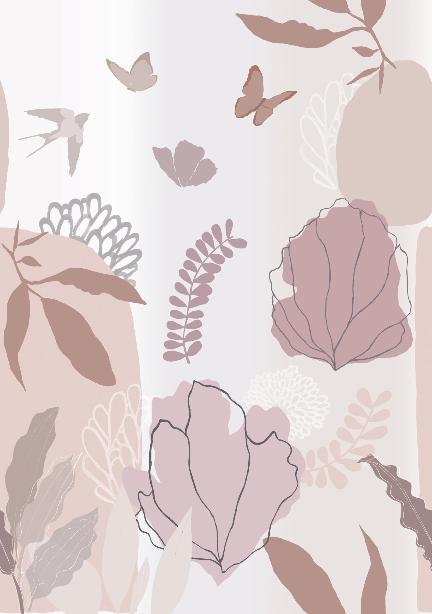 Roomblush Brown Florine Non-Woven Wallpaper - Nursery - 200Cm X 285Cm - Rb326