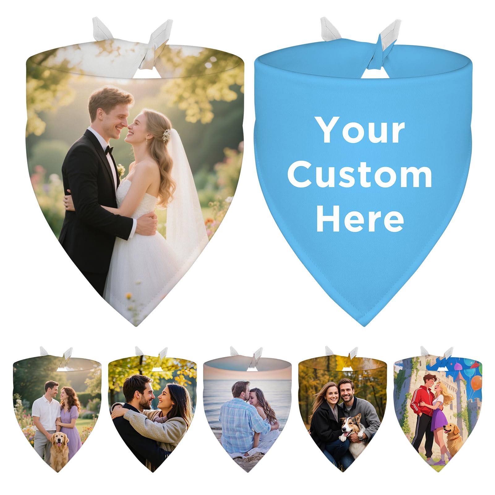 Engagement Gift, Personalized Wedding Dog Bandanas with Photo Name, Customized Pet Scarf for Small Medium Large Dogs, Wedding Photo Prop, Dog Engagement Announcement, Pet Accessories — image 1