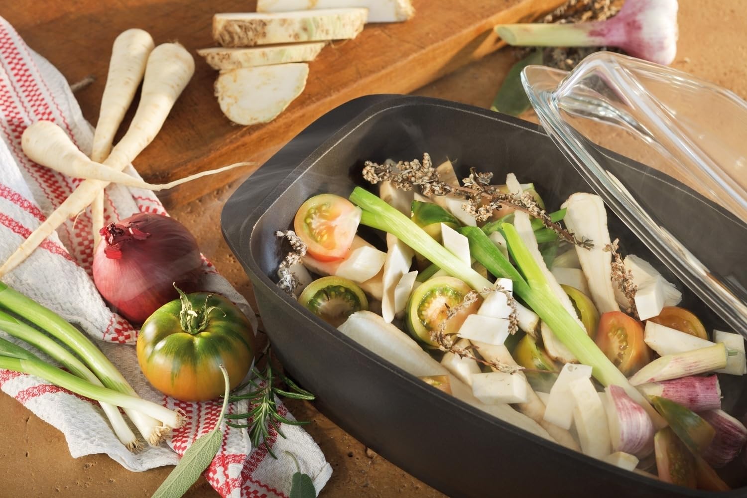 Rostiera In Alluminio Pressofuso Con Coperchio ELO – Antiaderente, Per Forno, Ideale Per Arrosti E Lasagne