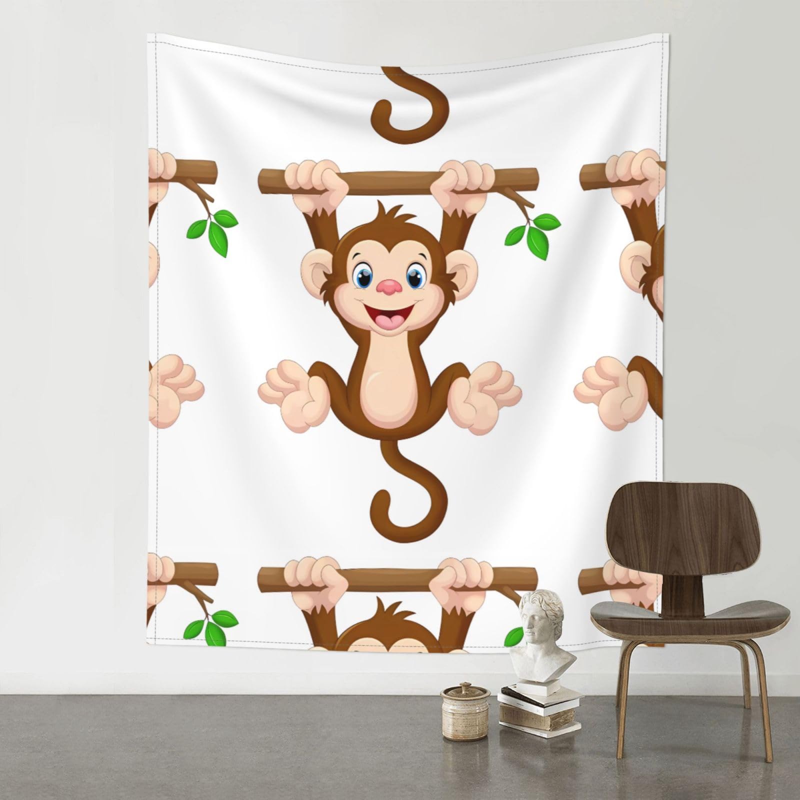YYHWHJDE Cartoon monkey Prints Wall Tapestry 60x51in - High-Grade Polyester Throw Blanket for Bedroom, Dorm, Beach & Picnic Decor