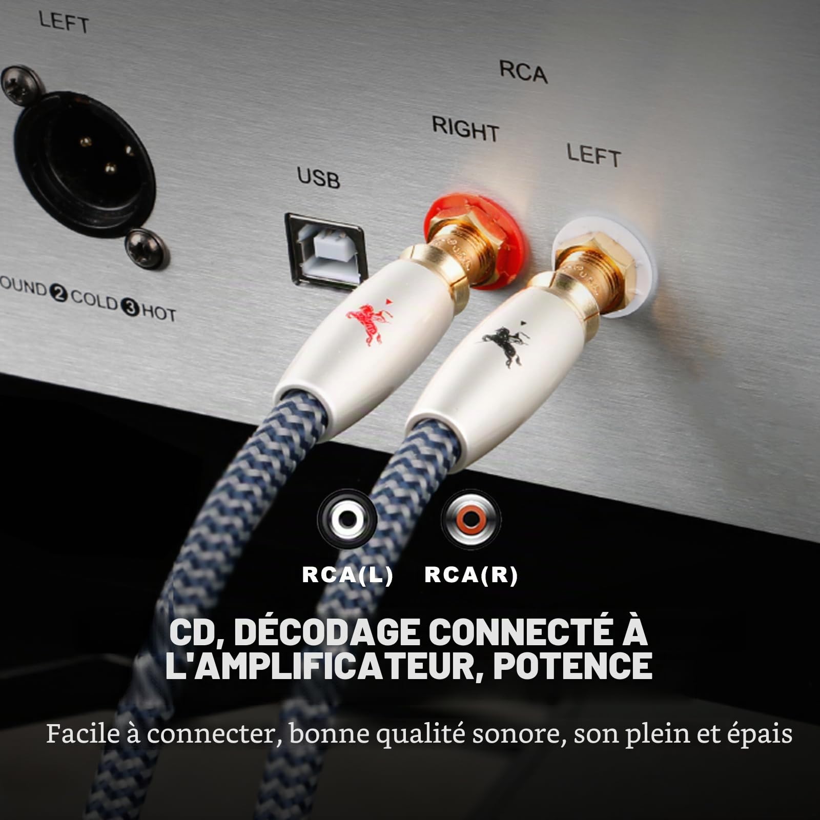 Impeto Cable RCA Hifi Haut de Gamme Câble RCA Audio Stéréo Male Male 5m, haute qualité audiophile 6N OFC, Compatible Pour CD, Amplificateur, Home Cinéma et Systèmes HiFi 5m
