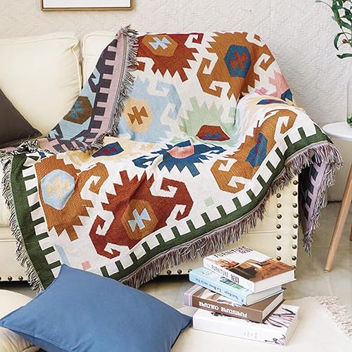 Luxlovery Manta bohemia para sofá, manta tejida geométrica, bohemio, hippie, tribal, bohemio, azteca, para sofá, cama azteca, manta de gran tamaño disponible en Yaxa Peru