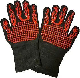 Kit 2 Luvas Térmicas para Forno Protege Mãos Punho Suporta alta temperatura Luva De Churrasqueiro Até 600ºC De 10 a 15 Segundos 31 cm (2)