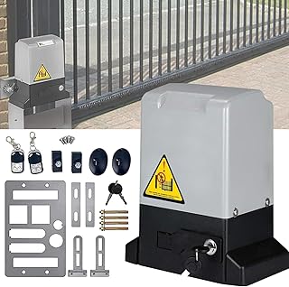 Automatic Sliding Garage Gate Opener, Slide Gate Motor with 2 Remote Controls/Sensors, Sliding Gate Opener Move Speed 40Ft/Min,370W-800Kg