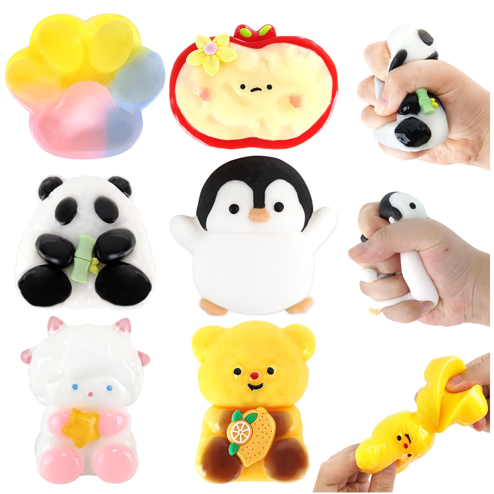 6Pcs Taba Squishy Set, Fufu Squishy Squeeze Toy Stress Relief Squishies Kit Sensory Fidget Squishy Toys Anxiety Relief Sensory Play Fidget Gifts for Birthday Christmas Party Favors — image 1