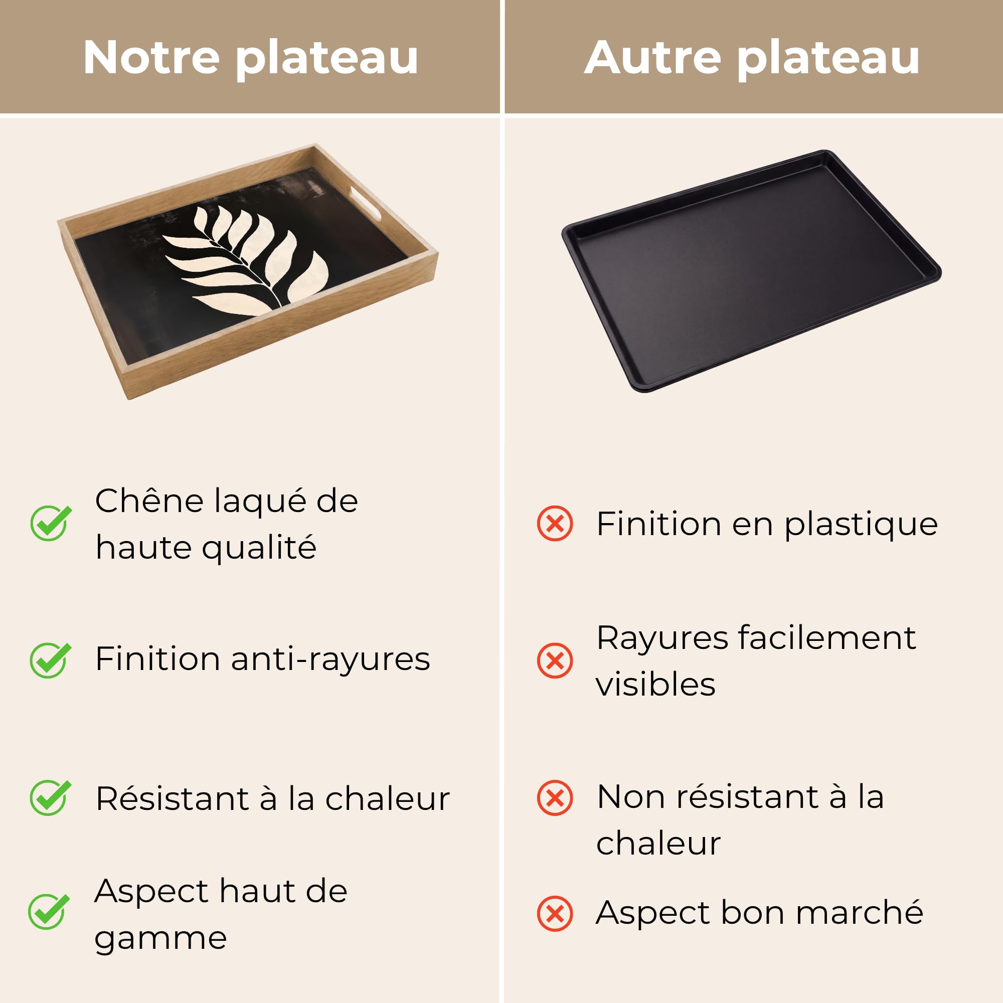 Plateau Bois Plateaux Service Decoratif Table Dejeuner Résistant